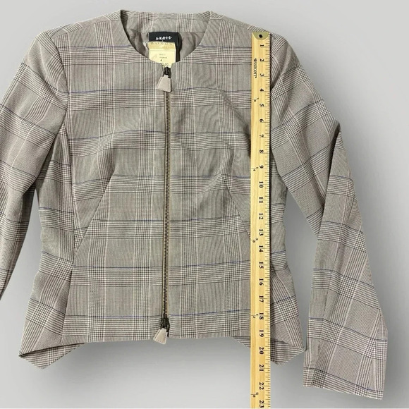 AKRIS Genoveva 100% Wool Blazer Jacket Plaid Sz 4 - Picture 7 of 14
